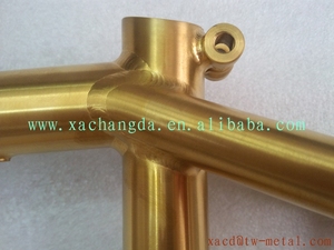 Khung xe đạp Titan BMX với kết thúc Anodized vàng bao gồm ngã ba và tay lái có trọng lượng nhẹ - Product Image 6