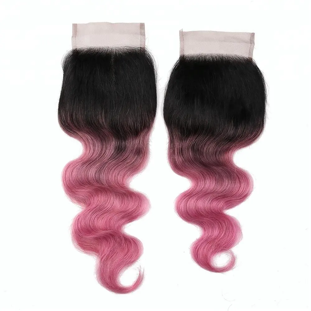 T color Rose Pink Pretty Top Quality Body Wave Lace Closure Wholesale Pure Indian Human Hair Piece Extensions Distributors Like