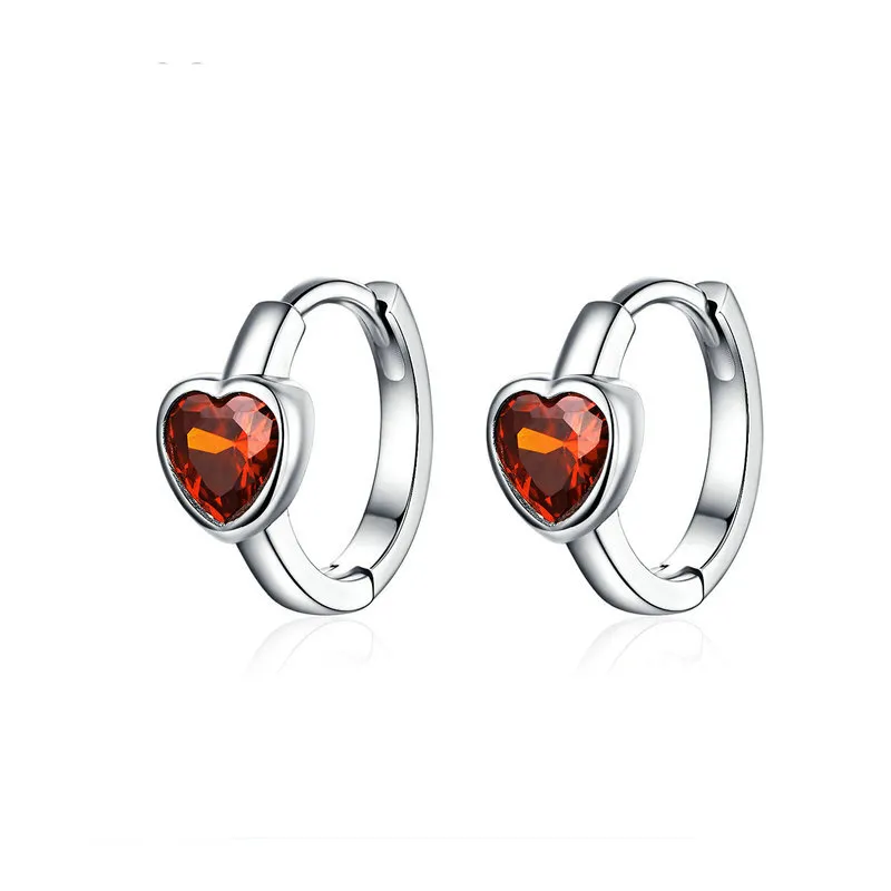 Kooge19 — boucles d'oreilles en argent Sterling 2019, Style minimaliste, vraie couleur rubis, polissage, petit cercle, cœur, vente en gros, nouvelle collection 925