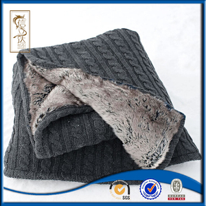 Gris cable knit Chinchilla piel sintética tiro crochet patrones manta para la venta - Product Image 3