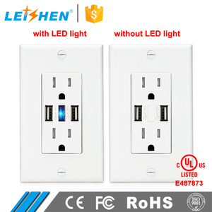 Prise murale intelligente <span class=keywords><strong>15</strong></span> ampères avec port USB, plaque frontale sans vis, prise de courant avec lumière LED, 125 V, <span class=keywords><strong>norme</strong></span> américaine, chargeur 4A - Product Image 2
