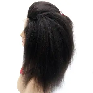 Paypal accept fast shipping unprocessed cheap 100% real brazilian human hair kinky straight lace front wig
