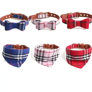 Amigo Thiết Kế Mới Sang Trọng Bán Buôn Pet Collar Leash Bow Tie Cổ Áo Bandana Bowknot Dog Collar Leash