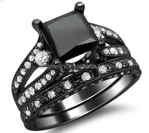 No Tarnish Gold Plated Black Plastic Wedding Rings