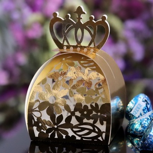 Корона, лазерная резка, бумажная Свадебная коробка, Сладкая коробка для конфет с отверстиями - Product Image 5