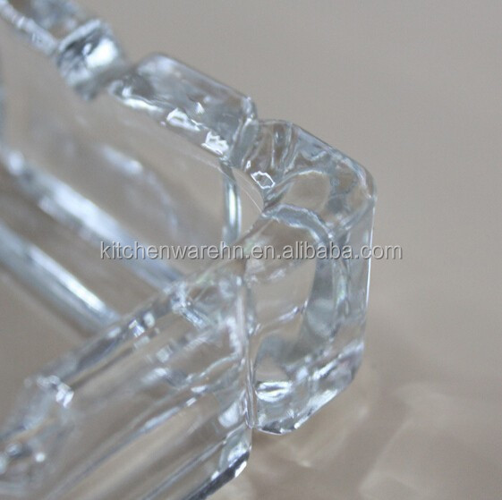High Transparent Square Shaped Glass Ashtray With Pattern