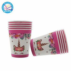 Cốc Giấy Màu Hồng Tấm Sinh Nhật Cô Gái Bé Tắm Bên Cung Cấp <span class=keywords><strong>Unicorn</strong></span> Đảng Trang Trí Bộ Đồ Ăn Dùng Một Lần - Product Image 4