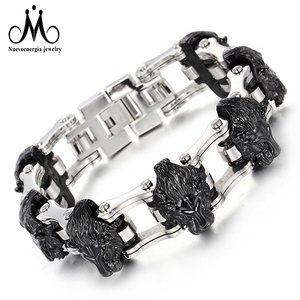 <span class=keywords><strong>Bracelet</strong></span> pour <span class=keywords><strong>homme</strong></span> en acier inoxydable 316L, chaîne de <span class=keywords><strong>moto</strong></span>, tête de loup - Product Image 5