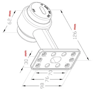 T Shape 2 Inch Round Double Face Piranha 3+3 LED Truck Trailer Side Marker Clearance Light Stalk Outline Lamp Rubber Arm Lights