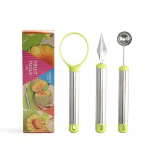 Ensemble d'outils de cuisine en acier inoxydable pour fruits et légumes, comprenant des cuillères à melon et un outil de sculpture pour fruits et légumes - Product Image 1