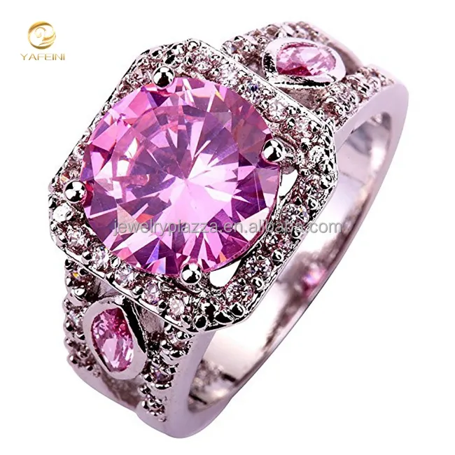 Hot Sale Engagement Wedding Bridal Cut Pink and White Sapphire 925 Silver Ring