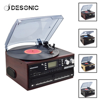 Tourne-disque tout-en-un avec double lecteur CD, cassette, USB et radio