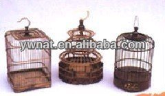 Açık kolu ahşap kuş kafesi, el yapımı antika kuş kafesi - Product Image 1