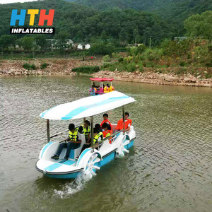 Children water bumper blade wheel pedal foot boat <span class=keywords><strong>6</strong></span> person Paddle on inflatable pool for sale - Product Image 1