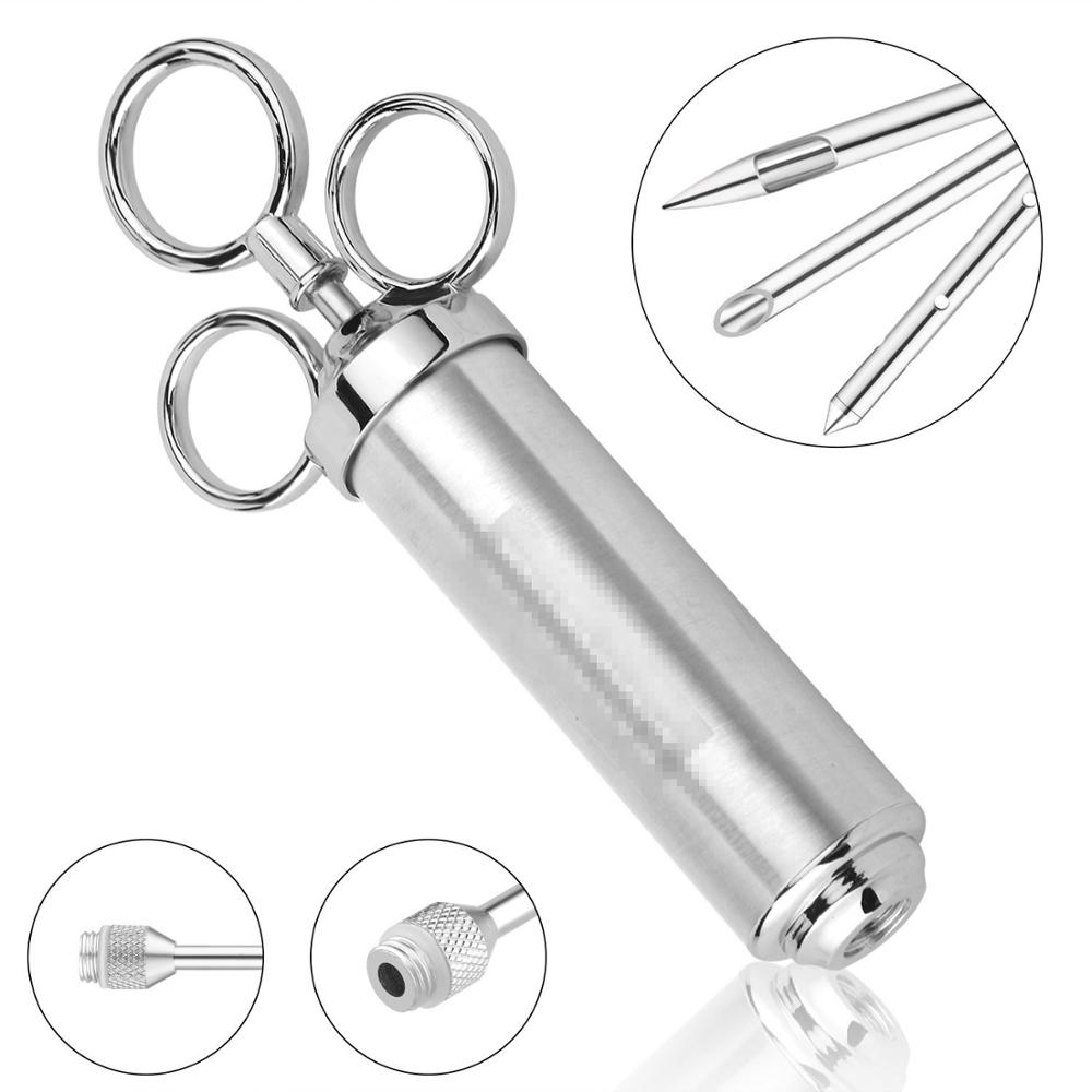 Heavy Duty Meat Injector 304 Stainless Steel - 2 Oz Seasoning Injector - Marinade Injector Syringe Includes 2 Needles