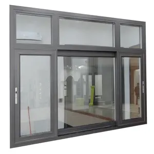 Desain Minimalis Pabrik Tahan Angin Termal Jendela Aluminium Interior Vila Kaca Tempered Geser Jendela Aluminium