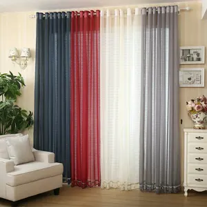 Guangzhou factory wholesale cheap beaded Polyester Blackout sheer curtain