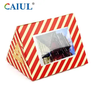 लाल पीले रंग की पट्टी के साथ उपहार बॉक्स instax मिनी फोटो कार्ड trihedral बॉक्स गत्ता फोटो फ्रेम