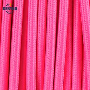 Roze Doek Bedekt 3-Draad Ronde Kabel Vintage Stijl Stof Lamp Katrol Koord Voor Opknoping Hangers