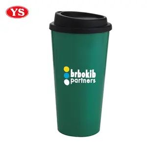 Mug travel kopi plastik tahan microwave dinding ganda 16oz