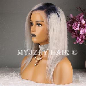 Lungo Ombre Grigio Argento Diritta Brasiliana Dei Capelli Umani Parrucche Piene Del Merletto Con La Linea Sottile Naturale - Product Image 4