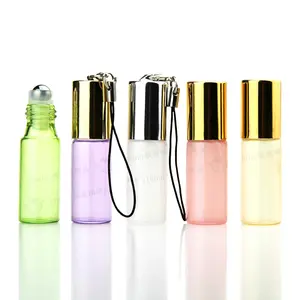 Bottle Glass Essential Oil Bottle Colorful Glass 1-5ML Cosmetic Screen Printing Roll On OEM 5 Steel Ball Roller Bottle Cosmetic Packaging