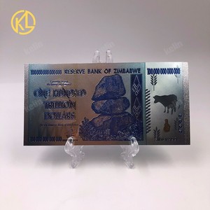 100 pcs/<span class=keywords><strong>lot</strong></span> Uang Kertas Perak Zimbabwe 100 Triliun Dolar Zimbabwe 999 dalam Bahan Plastik untuk Koleksi - Product Image 3