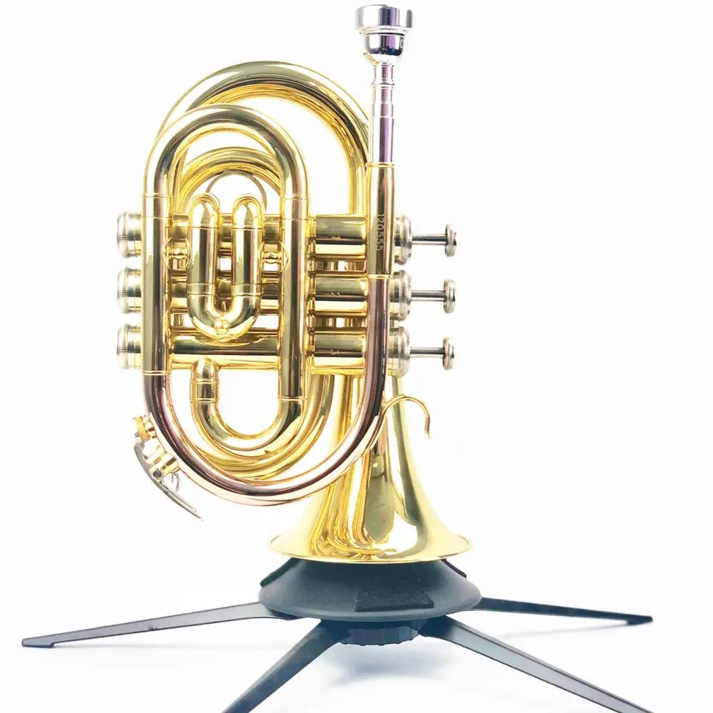 OEM China Bb tone Messing Materiaal Goud Gelakt Pocket Trompet