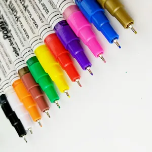 ปากกาสีอะคริลิค12สี,ปากกามาร์กเกอร์สำหรับวาดรูปปากกาตกแต่งปลายปากกาอะคริลิคญี่ปุ่นถาวรกำหนดได้เอง