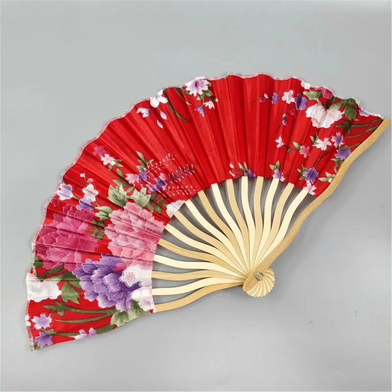 Tanzen Hochzeits feier Dekor Fan Chinesische Japanische Blumen blüten Falten Geschnitzte Hand Fan Mit Quaste Für Geschenk