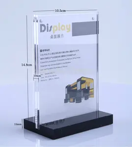 Magnet Acrylic Meja Rak Display Akrilik Desktop Label Sign Display Pemegang dengan Dasar Hitam