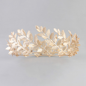 Diseño completo de hoja redonda Tiara dorada Corona Diademas Couronne Mariage Coronitas Coroas De Misses - Product Image 3