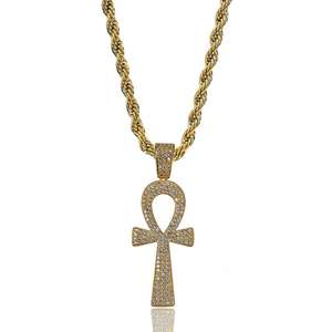 Colgante de diamantes Micro pavimentados de Hip Hop egipcio, collar de moda con llave Ankh - Product Image 4