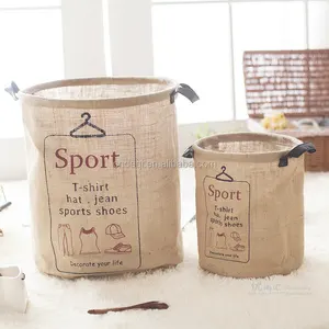 natural eco-friendly jute handled classified storage laundry bag houseware laundry baskets children's toys storage bucket bag