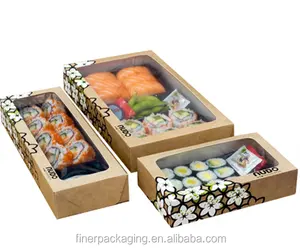 Kraft paper pie boxes cookie boxes sushi paper box with window