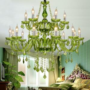 European Hotel Soggiorno Luci Corridoio Ristorante Candela <span class=keywords><strong>Verde</strong></span> <span class=keywords><strong>Lampadario</strong></span> di Cristallo - Product Image 2