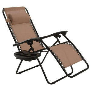 Silla de playa portátil reclinable para patio, silla de gravedad cero con portavasos, bandejas y almohadas - Product Image 5
