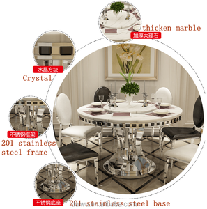 Mesa de comedor redonda de lujo moderna mesa de comedor superior de mármol conjunto con <span class=keywords><strong>Susan</strong></span> perezosa - Product Image 4