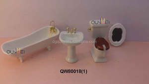 Vintage Toy Miniature Dollhouse Tub <strong>Bathtub</strong> 1 Bath Vanity Sink Lot Mini Bathroom Set for Dollhouse - Product Image 2