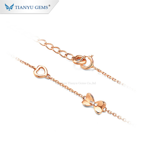 Tianyu Gems Jewelry Charm Round Brilliant Cut Moissanite Unique 14K 18K Yellow <strong>Gold</strong> Sterling Silver <strong>Anklets</strong> <strong>Bracelet</strong> - Product Image 2