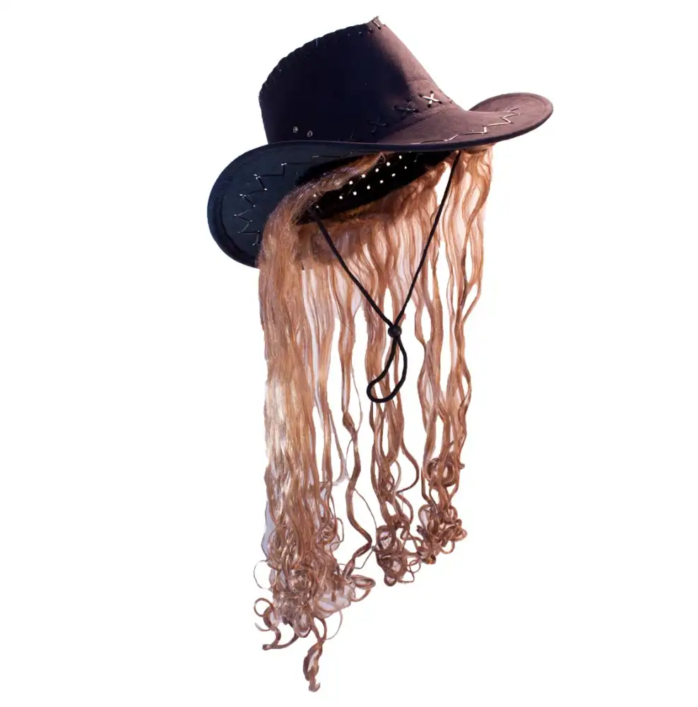 Ковбойские искусственные головные уборы с искусственными волосами для наращивания, ковбойский костюм, шляпа, парики