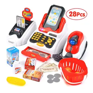 Kinder 3 IN 1 Elektronische Spielzeug kasse mit Licht und Ton Spielset Toy Checkout Scanner Shopping