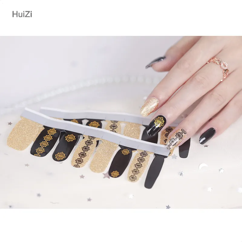 New 2d/3dフル16個/シートNail Polish Stickers Self粘着Nail Art Wraps箔