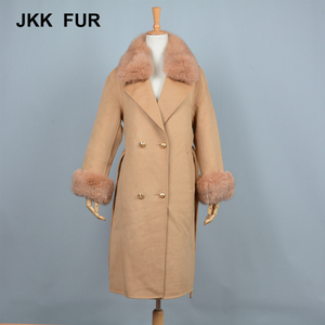 Haut de gamme Hiver Nouveau <span class=keywords><strong>Manteau</strong></span> En <span class=keywords><strong>Cachemire</strong></span> Femmes Pure <span class=keywords><strong>Laine</strong></span> Double-face lady <span class=keywords><strong>Manteau</strong></span> Avec Fourrure De Renard Col - Product Image 5