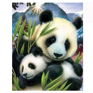全钻5d Diy钻石画十字绣熊猫宝宝个性化批发动物画家居装饰墙
