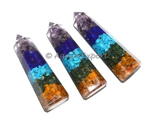 Torre de protección EMF de orgonita de alta calidad con piedras de Chakra grabadas, tema de bola de diseño piramidal de Agate Export - Product Image 1