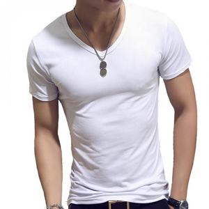 Odm a basso prezzo produttore in cina all'ingrosso tinta unita semplice camicia da uomo con scollo a v t Shirt in cotone per gli uomini <span class=keywords><strong>vestiti</strong></span> - Product Image 5