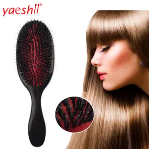 Yaeshii 2019 Fashion privite label black color paddle natural bristle massage hair brush for sale