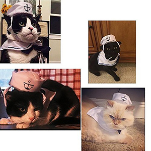 Matrosen-Kostüm für Katzen und Hunde, Matrosen-Outfit für Katzen mit Marine-Mütze, Kostüm für Katzen und Hunde zu Halloween, Weihnachten, Partys - Product Image 3