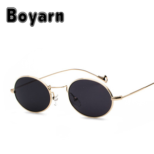 2018 la más nueva manera oval gafas de sol para mujer única metal lente multicolor marco verano estilo gafas al por mayor UV400 - Product Image 3